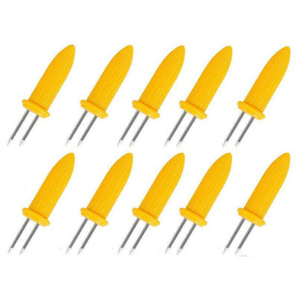 10x Corn Cob Holders Skewers Barbecue Fork Fruit Holder BBQ Kitchen Accessories - Aimall