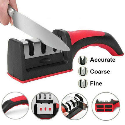 AU Knife Sharpener 3 Stage Kitchen Diamond Sharp Knives Scissor Sharpening Tool - Aimall