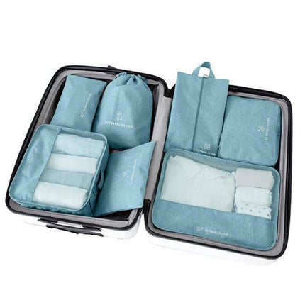 7Pcs Packing Cubes Travel Pouches Luggage Organiser Clothes Suitcase Storage Bag - Aimall