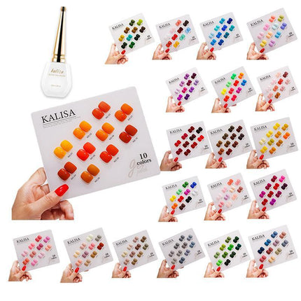 KALISA 10Pcs Gel Nail Set Gel Nail Polish Kit Glitter Soak Off UV Varnish 15ml - Aimall