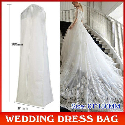 White Extra Large Wedding Dress Bridal Gown Garment Breathable Cover Storage Bag - Aimall