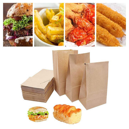Brown Kraft Paper Bags Take Away Food Lolly Grocery Buffet Craft Gift Market Bag - Aimall