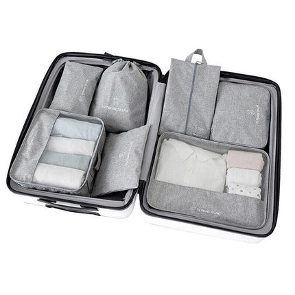 7Pcs Packing Cubes Travel Pouches Luggage Organiser Clothes Suitcase Storage Bag - Aimall