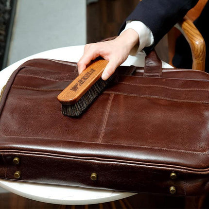 2X Horsehair Shoe Brush Wood Handle Leather Boots Daubers Applicators Cleaning - Aimall