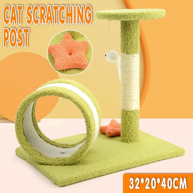Cactus Cat Tree Scratching Post Tower with Hammock Cats Scratcher Pole Gym House - Aimall