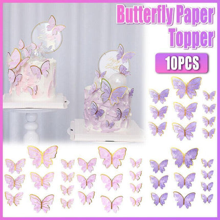 10PCS Butterfly Paper Topper Cake Happy Birthday Theme Festival Decoration DIY - Aimall