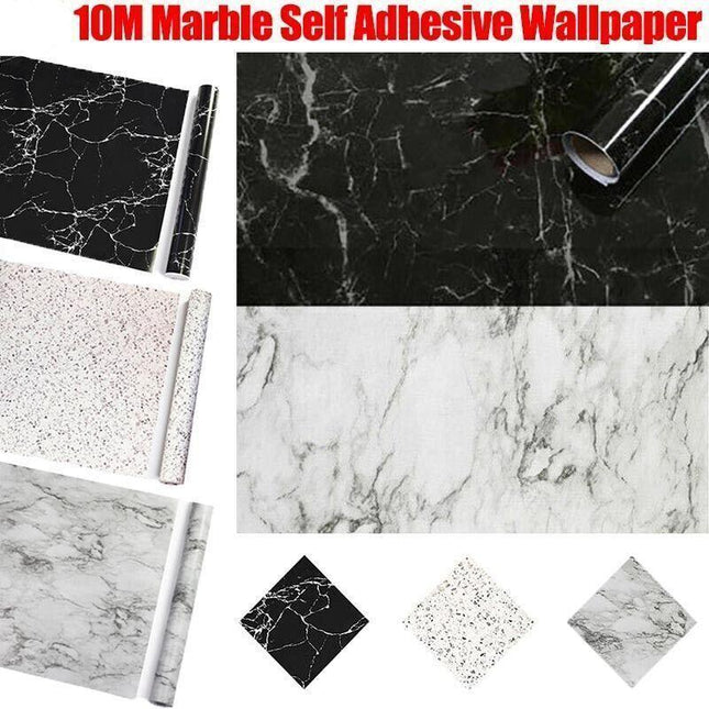 10M Marble Wall Sticker Decor Roll Wallpaper Self Adhesive Contact Paper PVC AU - Aimall