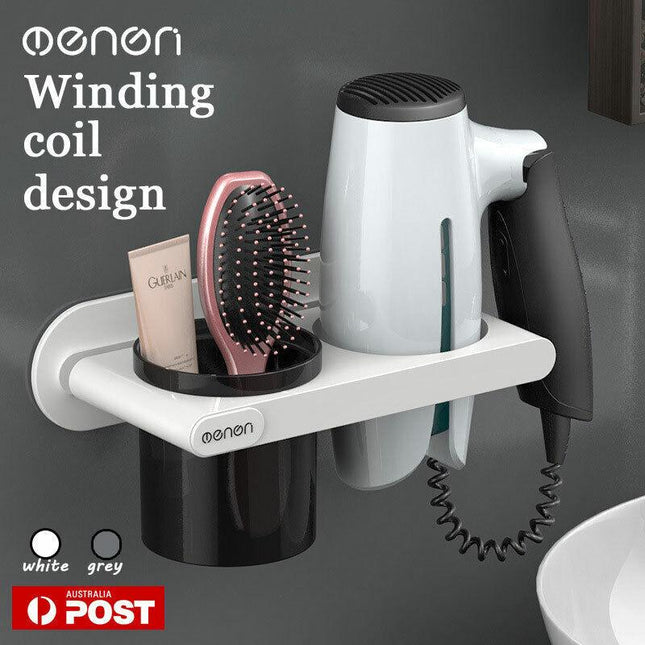 Bathroom Mounted Wall Suction Cup Hair Dryer Holder Hanger Shelf Rack Storage AU - Aimall