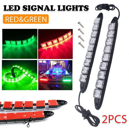 2X LED Signal Nav Navigation Lights Strip Port Starboard Marine Boat Red & Green - Aimall