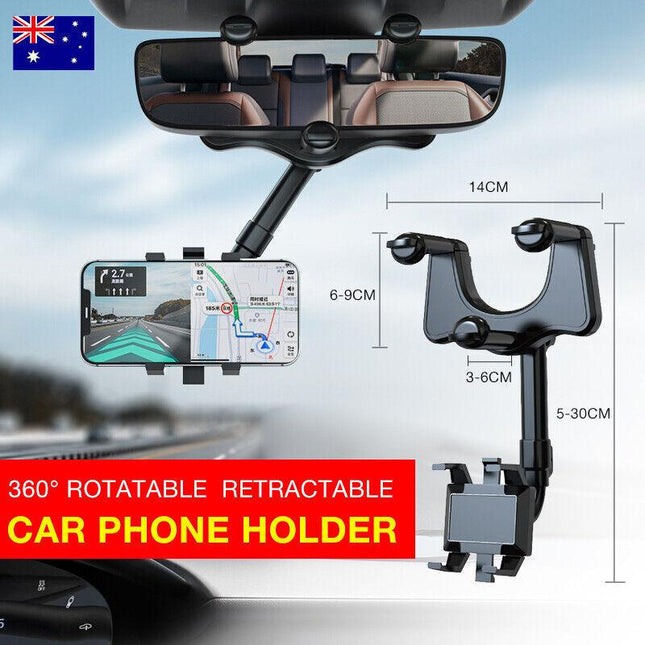 360° Rotatable And Retractable Car Phone Holder Rearview Mirror Multifunctional - Aimall