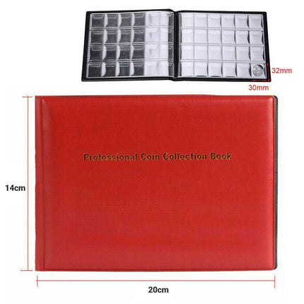 240 Coins Holder Collection Storage Collecting Penny Pocket Album Book RED AUS - Aimall