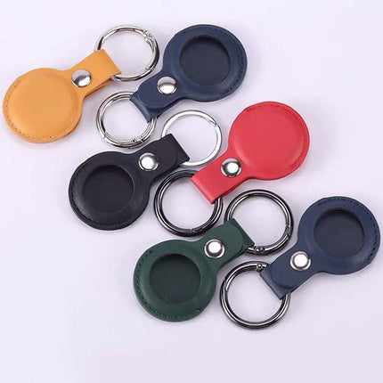 For Apple AirTag Leather Case Cover Air Tag Keychain Holder Sleeve Shell Tracker - Aimall