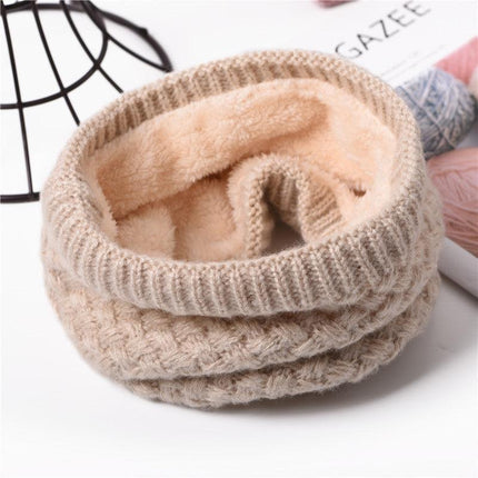 Neck Warmer Tube Winter Knitted Scarf Thermal Fleece Thicken Chunky Unisex Snood - Aimall