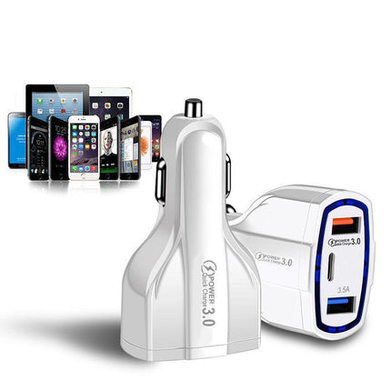 3 Port USB PD Quick Fast Car Charger QC3.0 Adapter Cigarette Lighter Socket AU - Aimall