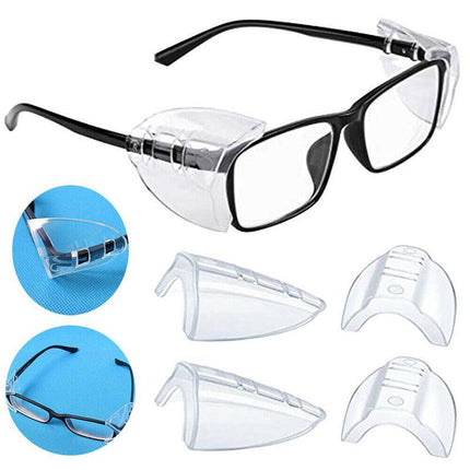 4 Pairs Clear Eye Goggles Side Shields Protection Universal Flexible For Glasses - Aimall