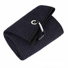Golf Towel Waffle Pattern Cotton With Carabiner Cleaning Towels Sports Black AU - Aimall