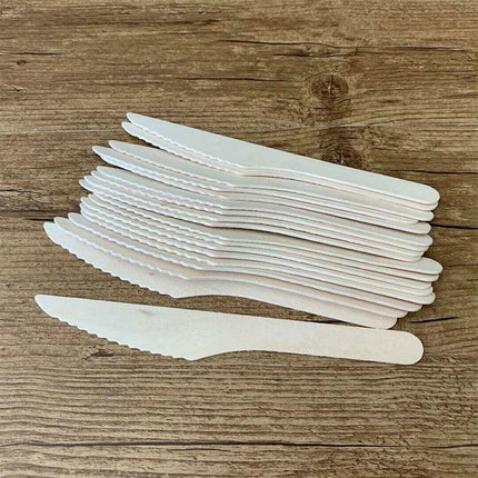 Wooden Cutlery Set Disposable Bamboo Wood Bulk Buy Forks Spoons Knives Party Eco - Aimall