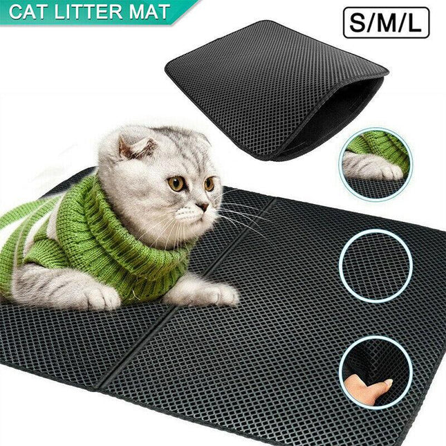 Double-Layer Cat Litter Mat Waterproof Trapper Foldable Pad Pet Rug Home UrineAU - Aimall