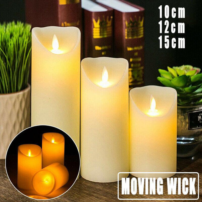 3X Flameless LED Candle WarmWhite Moving Dancing Wick Electic Candles Weding AU - Aimall