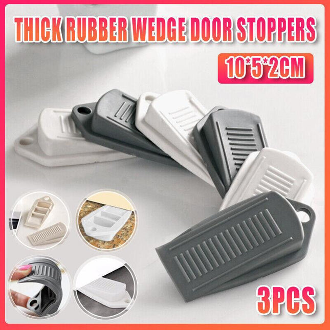 3PCS Thick Rubber Wedge Door Stoppers Floor Carpet Heavy Duty Door Stop Security - Aimall