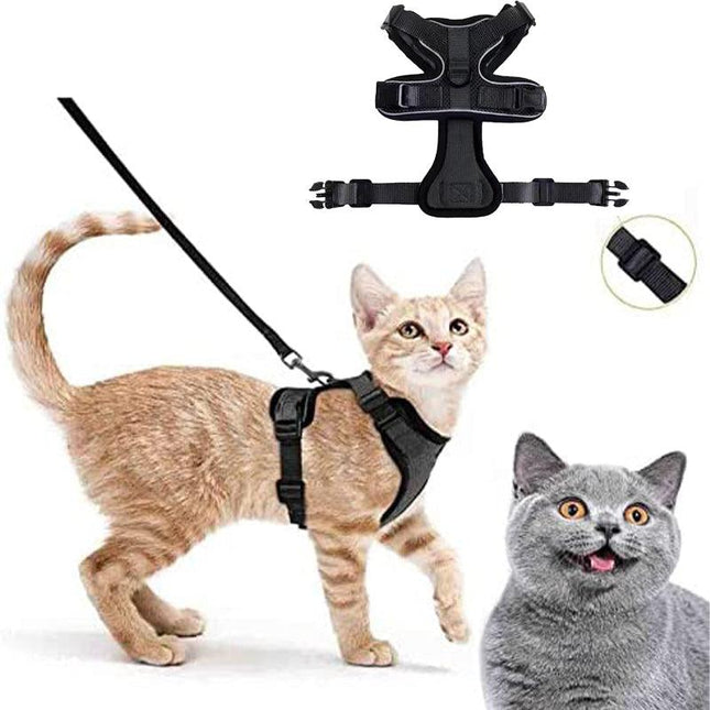 Cat Dog Harness & Leash Walking Escape Proof Adjustable Reflective Vest Harness - Aimall