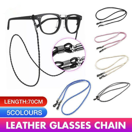 Leather Cord Sunglasses Reading Glasses Spectacles Eyeglass Holder Strap Chain - Aimall