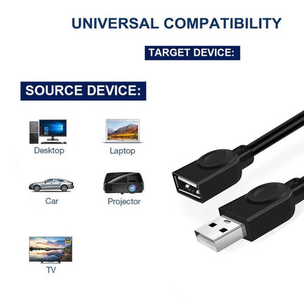 USB Extension Data Cable 2.0 A Male to A Female Long Cord for MacBook & Computer - Aimall