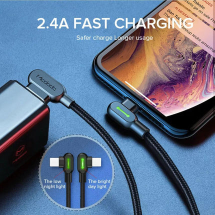 MCDODO Fast USB Cable Heavy Duty Charging Syn Charger Android 90 Degree Angle AU - Aimall