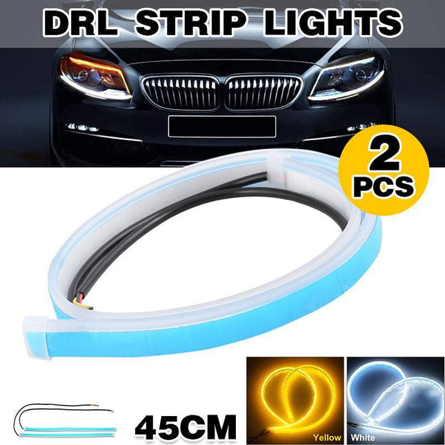 2x 45cm Sequential LED Strip Indicator Turn Signal DRL Running Lights Daytime - Aimall