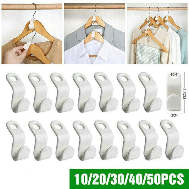 10/20/30/40/50Pcs Clothes Hanger Connector Hooks Cascading Clothes Organizer AU - Aimall