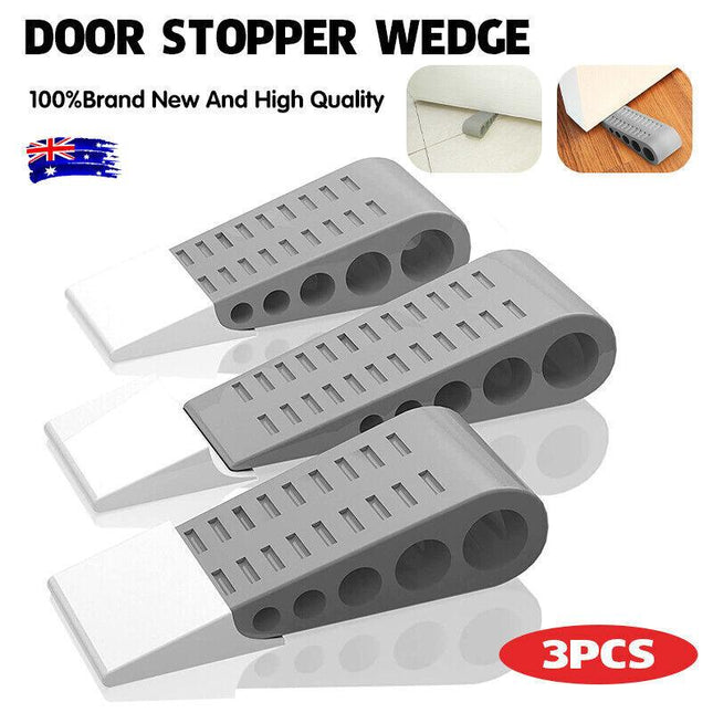 3PCS Rubber Grip Wedge Door Stoppers Floor Carpet Heavy Duty Door Stop Security - Aimall