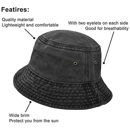 Unisex Men Women WASHED COTTON Outdoor Camping Sports Bucket Hats Fisherman Hat - Aimall