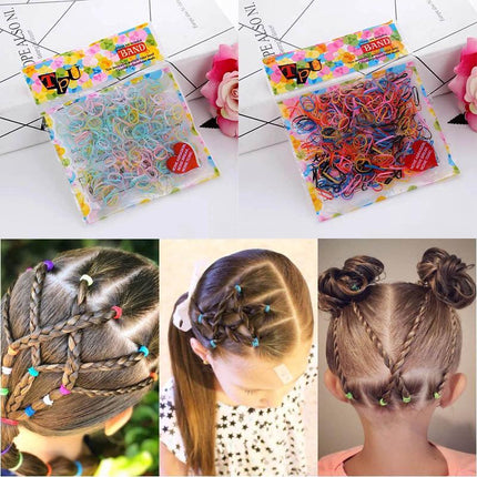400+pcs Colorful Black Ponytail Holder Elastic Rubber Band Hair Ties Ropes Rings - Aimall