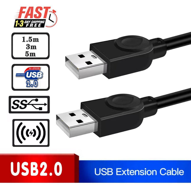 High Speed USB 2.0 Data Extension Cable Type A Male to Male M-M Connection Cord - Aimall