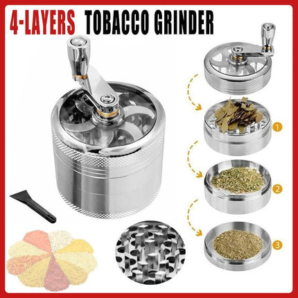 4-layer Smoke Grinder Aluminum Herb Grinders Hand Crank Herbal Tobacco Grinders - Aimall
