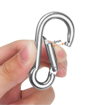 10PCS Stainless Steel Snap Hook Carabiner Ring Screw Keychain Clip for Camping - Aimall