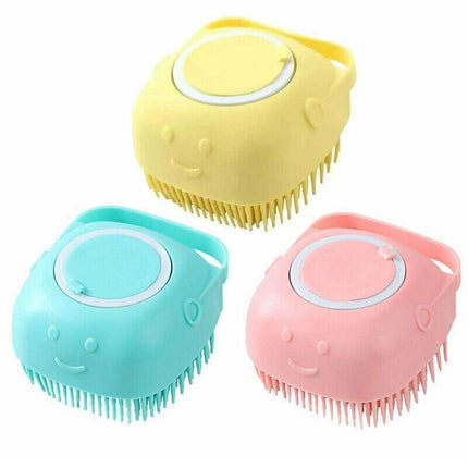 Pet Massage Bath Brush For Dog Cat Shampoo Dispenser Silicone Scrubber Wash Tool - Aimall