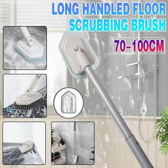 Long Handled Floor Scrubbing Brush Shower Cleaning Brush for Tubs, Tiles, Glass - Aimall