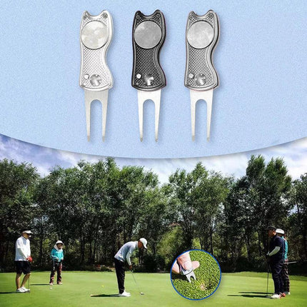 Metal  Switchable  Foldable  Golf Divot Repair Tool With Magnetic Ball Marker Au Aimall