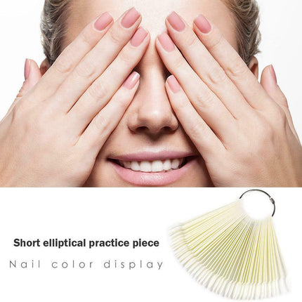 50/100/200PCS Round Head Iron Ring Fan Color Card Oval Fake Nail Practice Tools - Aimall