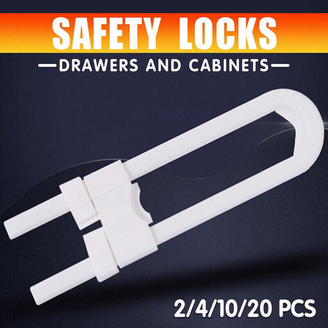 Baby Safety Lock Child Kids U-shaped Drawer Door Cabinet Cupboard Lock AU Stock - Aimall