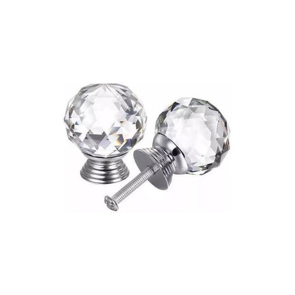 Door Knobs Handle Pull Clear Crystal Glass Knob Drawer Cabinet +Screw 30mm 40mm - Aimall