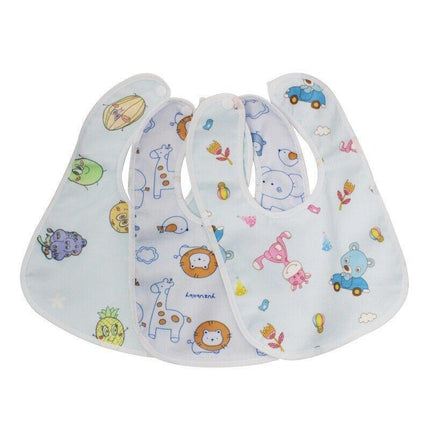 3X Baby Bibs Set Waterproof 100% Cotton Soft Kid Boy Girl Gift Adjustable 0-1yr - Aimall