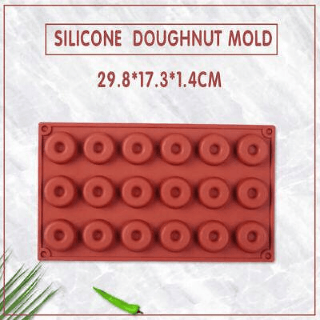 18 Cavity Mini Donut Doughnut Chocolate Pan Tray Silicone Mold Baking Cake Mould - Aimall