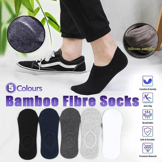 4 Pairs No Show BAMBOO SOCKS Non Slip Heel Grip Low Cut Invisible Footlet Bulk - Aimall