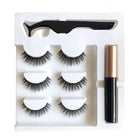 Magnetic False Eyelashes Natural Eye Lashes Extension Liquid Eyeliner Tweezer AU - Aimall