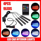 4X 12V 9LED RGB Car Interior LED Strip Lights Wireless Remote Control Music AU - Aimall