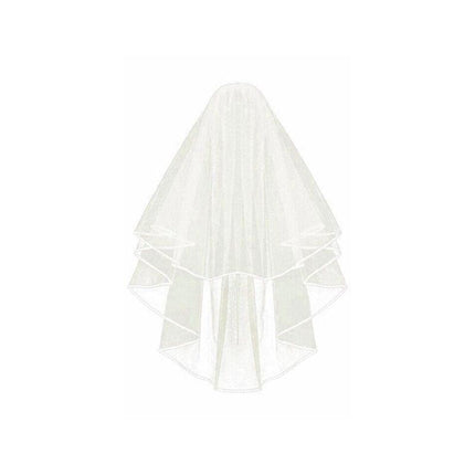 Women Bridal Wedding 2-Tier Veil With Satin Edge Comb Hen's Night White Ivory AU - Aimall
