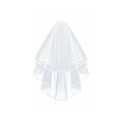 Women Bridal Wedding 2-Tier Veil With Satin Edge Comb Hen's Night White Ivory AU - Aimall