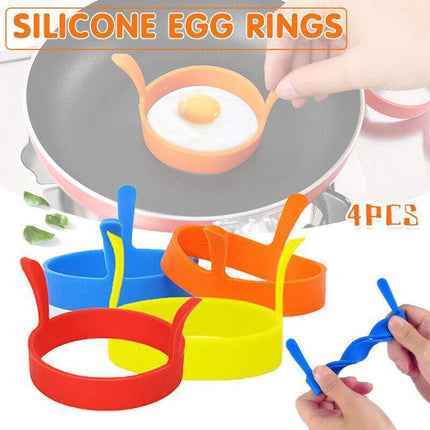 4pcs Silicone Egg Rings Non Stick Kitchen Baking Tools Pancake Handles AU Stock - Aimall
